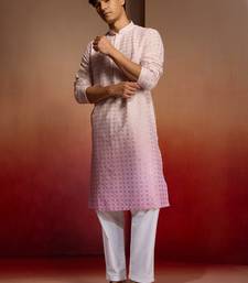Onion cotton sequin ombre kurta with white trousers - festive set