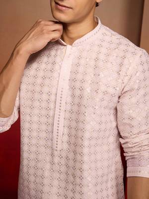 Onion cotton sequin ombre kurta with white trousers - festive set 2