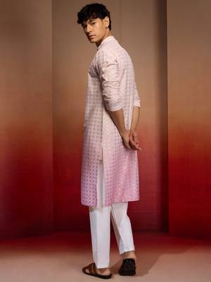 Onion cotton sequin ombre kurta with white trousers - festive set 5