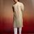 Beige cotton sequin ombre kurta with white trousers - festive set