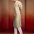 Beige cotton sequin ombre kurta with white trousers - festive set