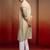 Beige cotton sequin ombre kurta with white trousers - festive set