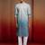 Aqua cotton sequin ombre kurta with white trousers - festive set