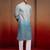 Aqua cotton sequin ombre kurta with white trousers - festive set