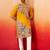 yellow digital print kurta with pyjama - high neck traditional set