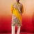 yellow digital print kurta with pyjama - high neck traditional set