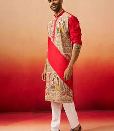 black digital print kurta with pyjama - sophisticated high neck set