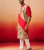 black digital print kurta with pyjama - sophisticated high neck set