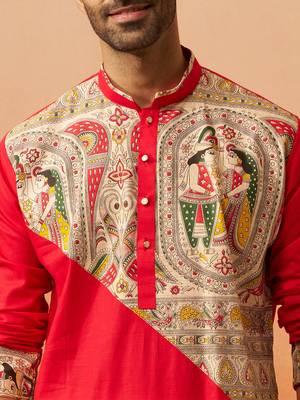 black digital print kurta with pyjama - sophisticated high neck set 2