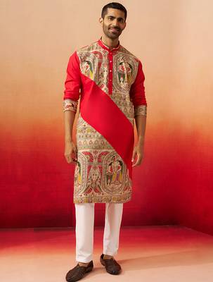 black digital print kurta with pyjama - sophisticated high neck set 3