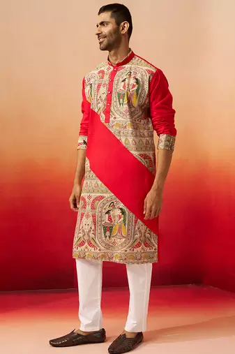 black digital print kurta with pyjama - sophisticated high neck set