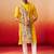 yellow digital print kurta with pyjama - high neck traditional set