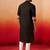 black digital print kurta with pyjama - sophisticated high neck set