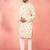 Cream cotton kurta with white pyjama - printed casual set
