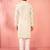 Cream cotton kurta with white pyjama - printed casual set