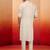 Cream silk blend embroidered kurta with cream pyjama - diwali special set