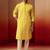 yellow thread embroidered kurta with pyjama - bright geometric set