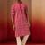 red linen silk kurta with cream pants - designer set