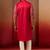 red linen silk kurta with cream pants - designer set