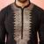 Black fine satin kurta with pyjama - traditional embroidered festive set
