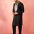 Black fine satin kurta with pyjama - traditional embroidered festive set