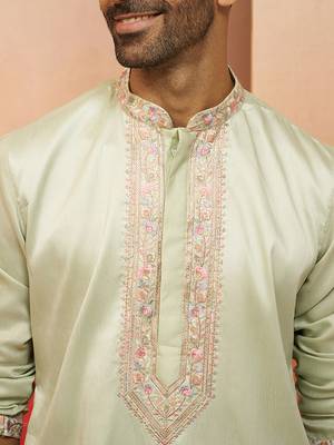 pista green embroidered kurta with palazzo - fresh traditional set 2