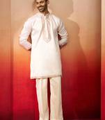off white embroidered kurta with palazzo - elegant traditional set