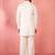White fine satin stone work kurta with cream flare pant - festive set