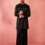Black fine satin stone work kurta with black flare pant - royal set
