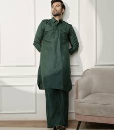 Men’s mehendi green kurta & palazzo cotton set