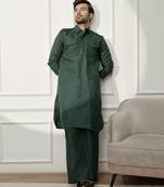 Men’s mehendi green kurta & palazzo cotton set
