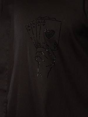 Black fine satin stone work kurta with flare pant - designer set 2