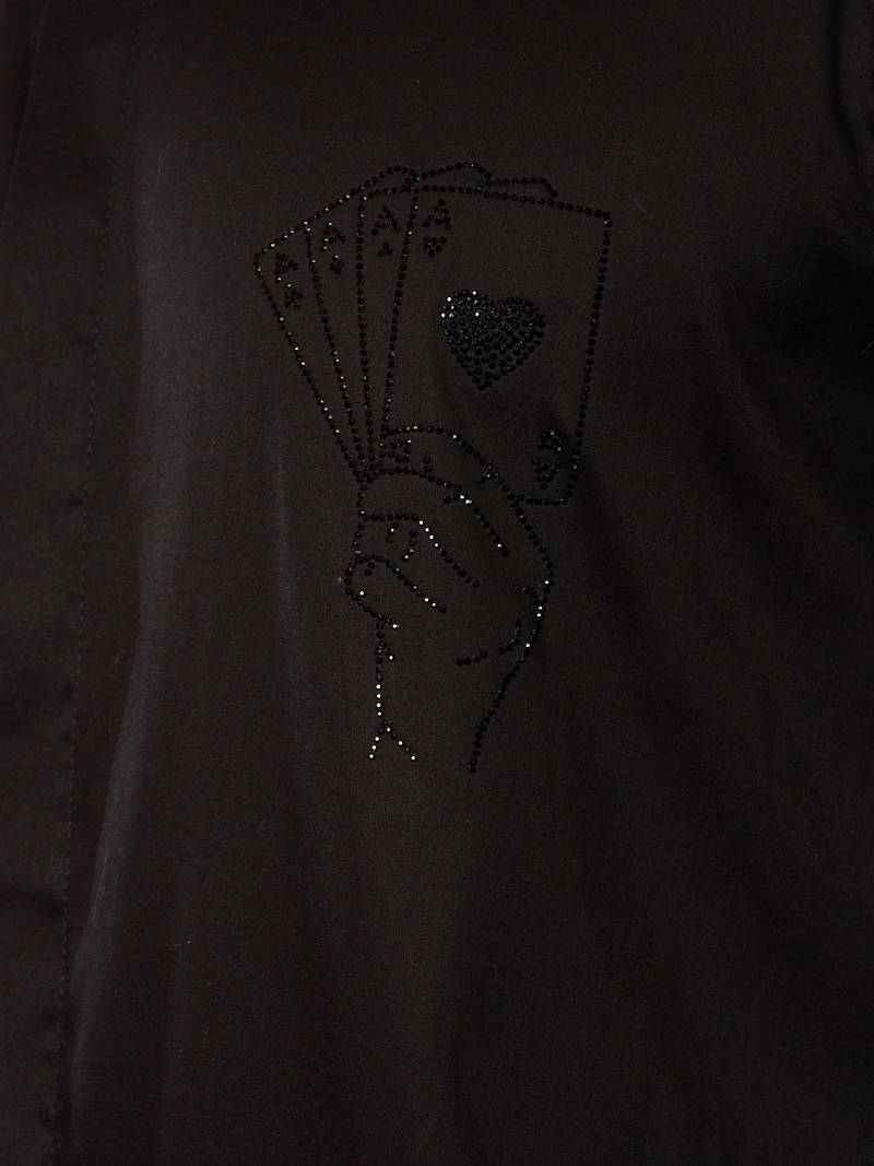 Black fine satin stone work kurta with flare pant - designer set