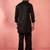 Black fine satin stone work kurta with flare pant - designer set