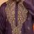 Purple silk blend resham embroidered kurta with cream pyjama - royal festive set