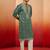 Mint green silk blend resham embroidered kurta with cream pyjama - elegant festive set