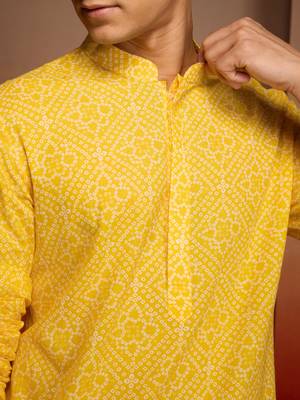 yellow bandhani kurta with pyjama - bright summer set 2
