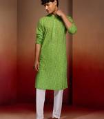 green bandhani kurta with pyjama - fresh summer set