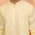 Yellow silk blend embroidered kurta with cream pyjama - festive traditional set
