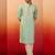 Blue silk blend embroidered kurta with cream pyjama - diwali special set
