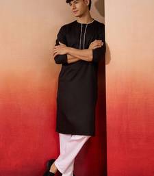 black cotton kurta white pyjama set - navratri festive wear