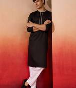 black cotton kurta white pyjama set - navratri festive wear