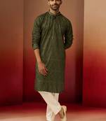 green bandhani gems work kurta with pyjama - ornate traditional set