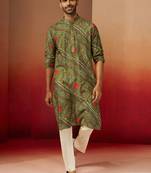 green bandhani kurta with pyjama - traditional print set