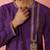 purple zari kurta with beige dhoti - festive ethnic set