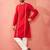 red zardozi kurta cream pant set - navratri durga puja wear