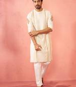 cream zardozi kurta pant set - navratri wedding ethnic wear