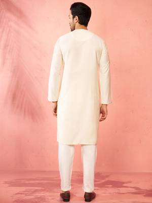 cream zardozi kurta pant set - navratri wedding ethnic wear 5