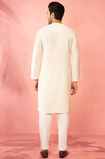 cream zardozi kurta pant set - navratri wedding ethnic wear