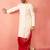 cream zardozi kurta red dhoti set - navratri festive wear